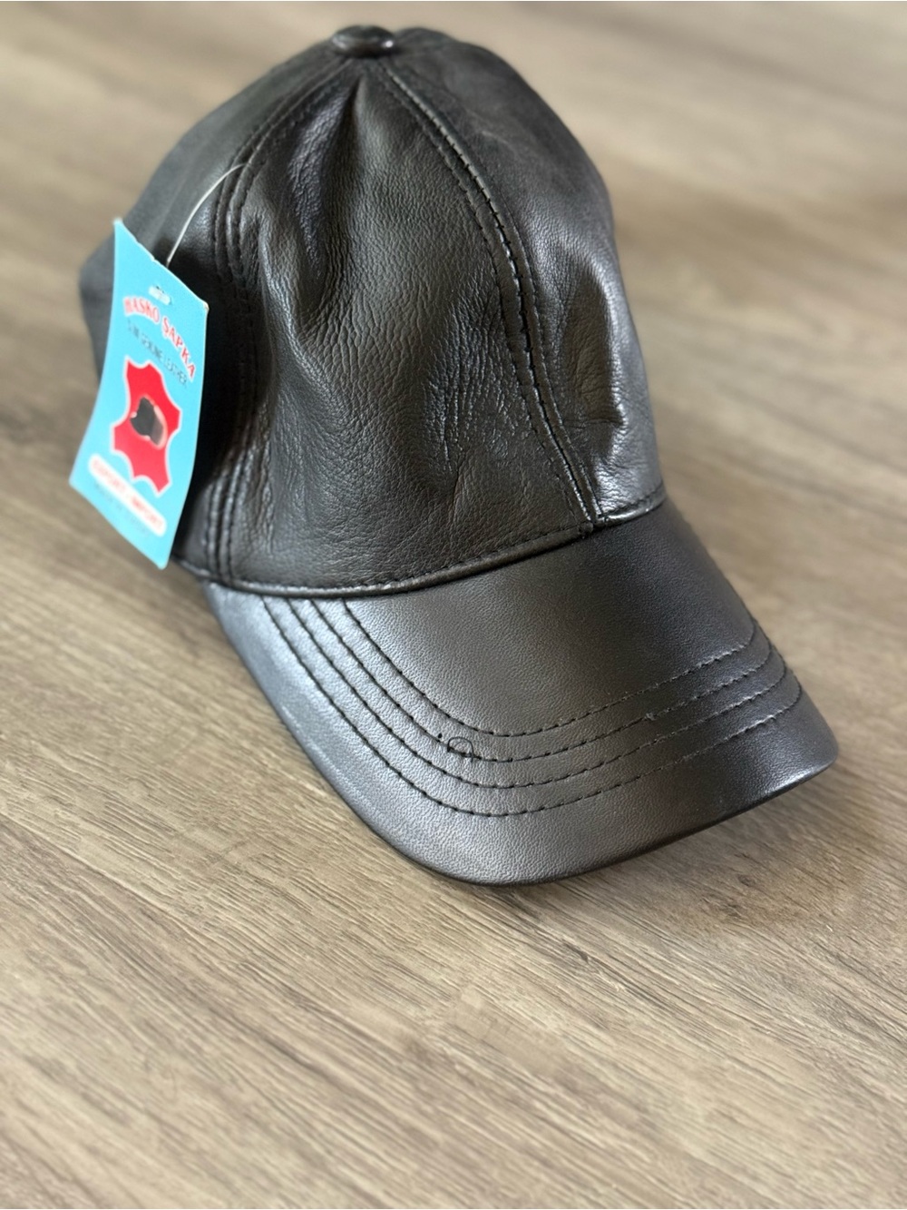 100% Genuine Leather Hasko Sapka Black Leather Baseball Cap